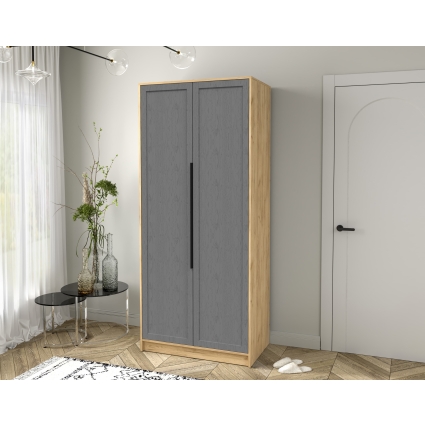 Шкаф распашной Тренд КТ-Ш2 (Дуб золотой ЛДСП/ Дуб серый ЛМДФ) Ш918 В2128 Г547 Шкаф распашной Тренд КТ-Ш2 (Дуб золотой ЛДСП/ Дуб серый ЛМДФ) Ш918 В2128 Г547